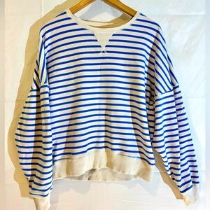 American Eagle, blue and white striped sweatshirt, size medium